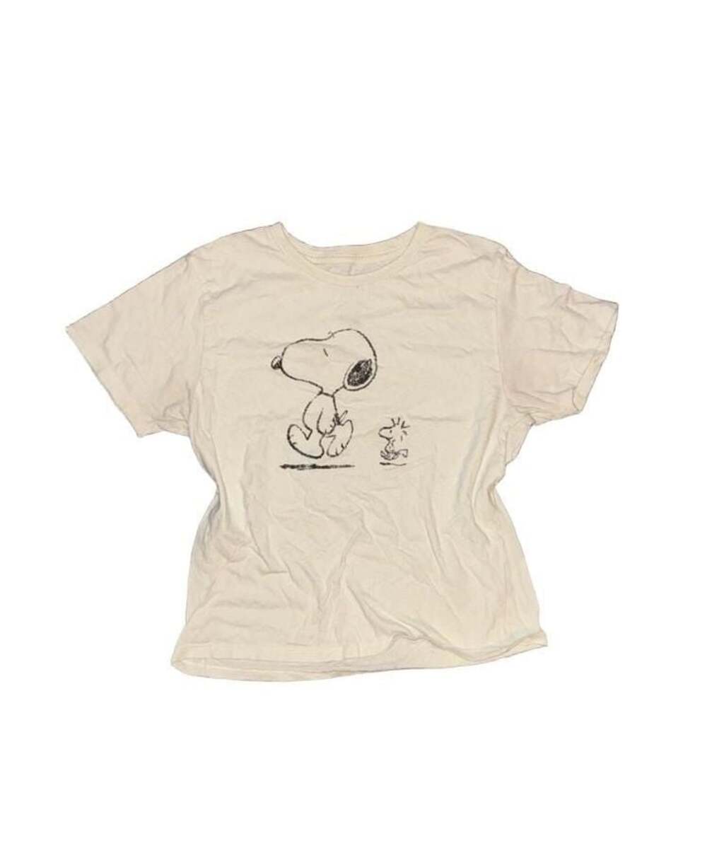 Peanuts Snoopy and Woodstock Cream Graphic T-Shirt